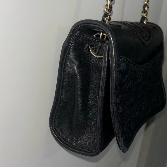 Tory Burch Fleming black soft leather quilted convertible purse crossbod shouldr - Picture 5 of 13